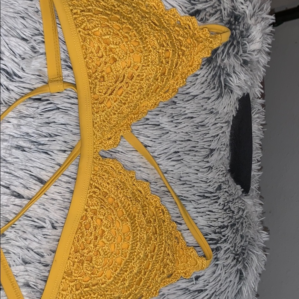 Yellow crochet swim top